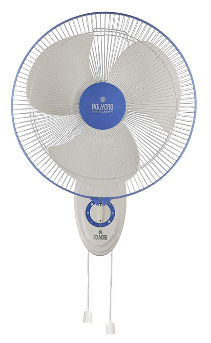 Polycab Thunder Storm High-Speed 125 Watt 16 Wall Fan (White-Blue)