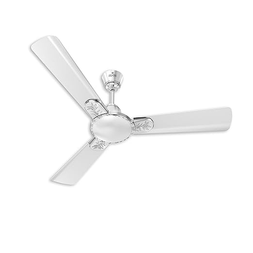 Polycab 48 Eleganz Plus 1200mm 1 star rating Energy Saving 3 Blade Ceiling Fan (Pearl Silver)