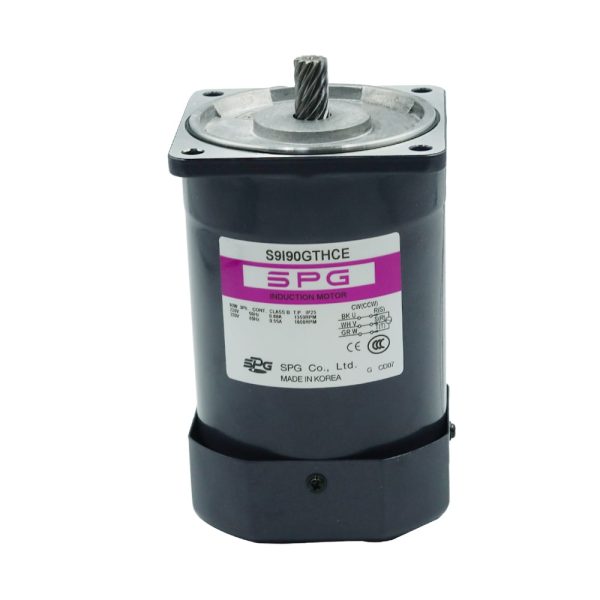 SPG Induction Motor S9I90Gthce-90 W,3 Phase,220V,Lead Wire ,50/60Hz,1500Rpm,Pinion Shaft.