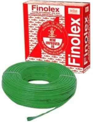 Finolex 10 SQMM X 1 CORE (FR) PVC INS. COPPER FLEXIBLE CABLE GREEN - (100 Meters)