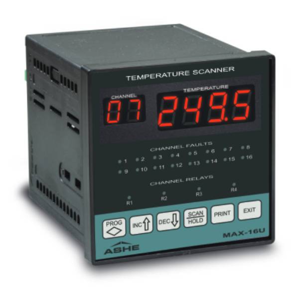 Temperature Scanner, 16-Channel, 4 Relays
MAX-16U