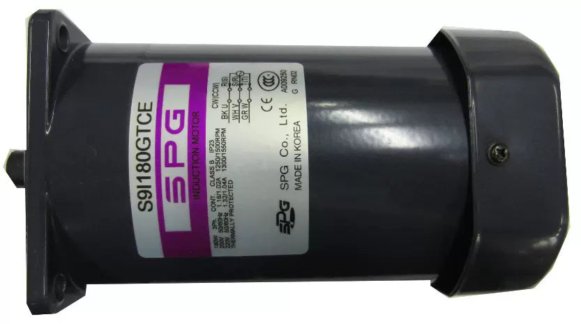 SPG Induction Motor S9I180Gtce - 180 W,3 Phase,220V,Lead Wire ,50/60Hz,1500Rpm,Pinion Shaft.