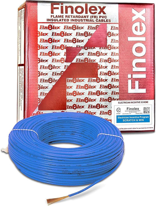 Finolex 84/.3MM 6 SQMM 1 CORE BLUE (180)COPPER FLEXIBLE INS. FR CABLE
