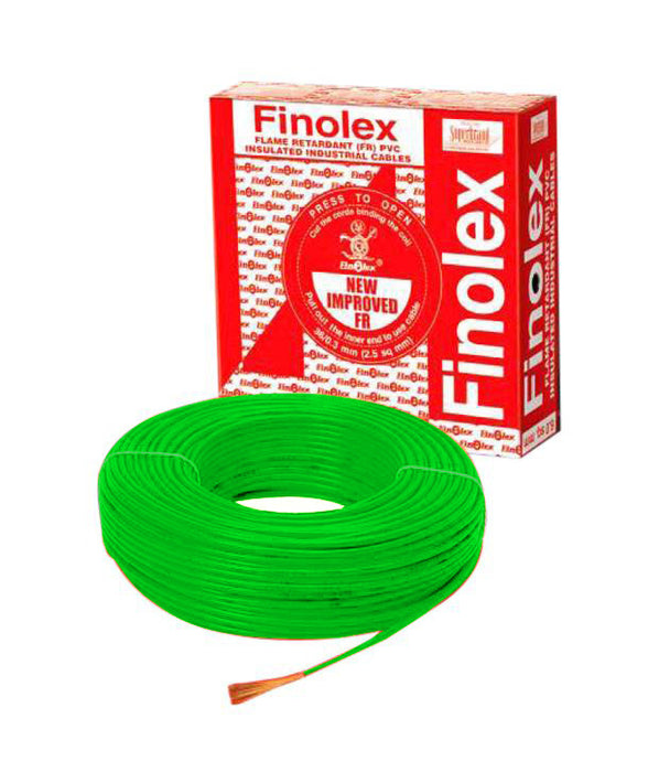 Finolex 84/.3MM 6 SQMM 1 CORE GREEN (180)COPPER FLEXIBLE INS. FR CABLE