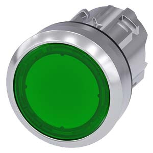 Siemens 3SU10510AB400AA0 ILLUMINATED PUSHBUTTON 22 MM ROUND METAL SHINY GREEN MOMENTARY CONTACT TYPE
