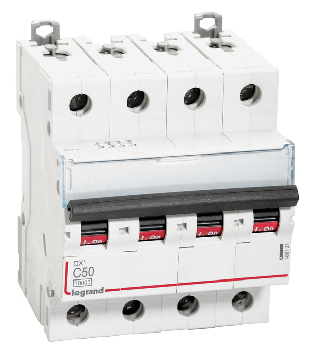 Legrand 408701 50A FOUR POLE 10kA C CURVE 415V AC DX3 MCB