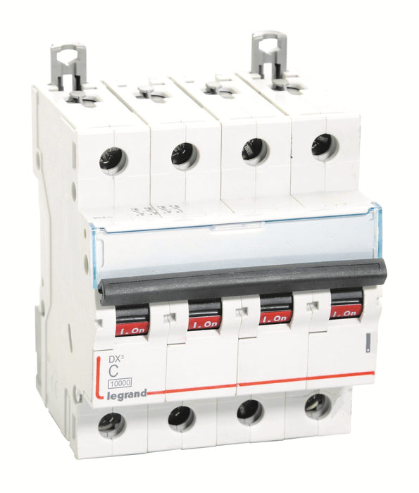 Legrand 408705 125A FOUR POLE 10kA 400V AC 6 MODULE DX3 MCB