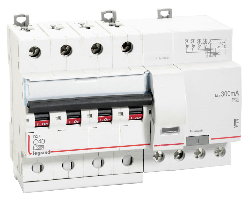 Legrand 411378 40A FP 300mA 10KA C~ AC:240415V DX3 RCBOs