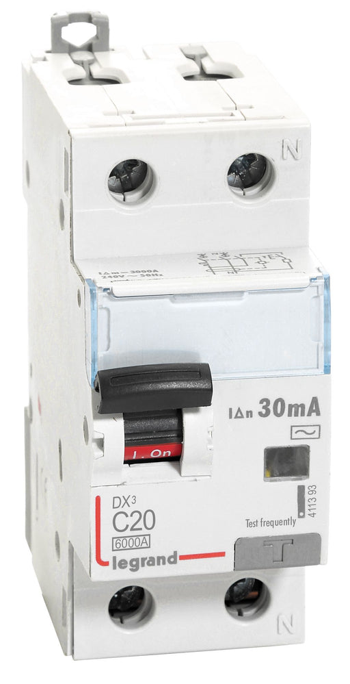 Legrand 411393 20A DP 30mA 6kA AC:240V AC TYPE DX3 RCBOs