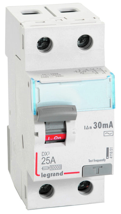 Legrand 411851 25A DOUBLE POLE 30mA 240V AC DX3 RCCB