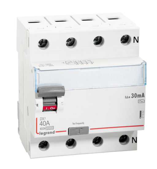 Legrand 411882 40A FOUR POLE 100mA 415V AC DX3 RCCB