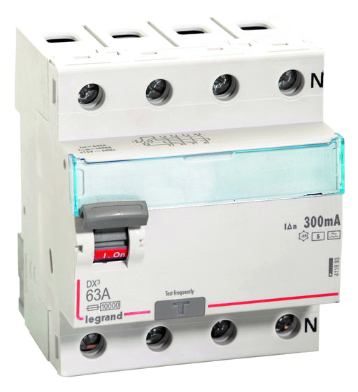 Legrand 411893 63A FOUR POLE 300mA A S 10KA 415V AC DX3 RCCB