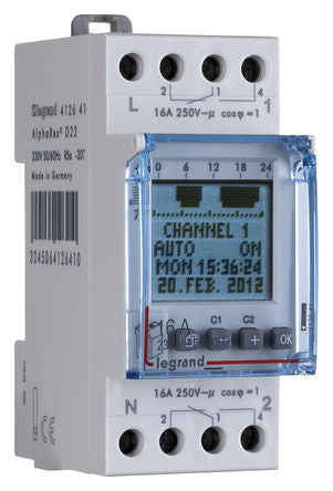 Legrand 412641 ALPHAREX3 D22 2 CHANNEL DX3 TIME SWITCHES