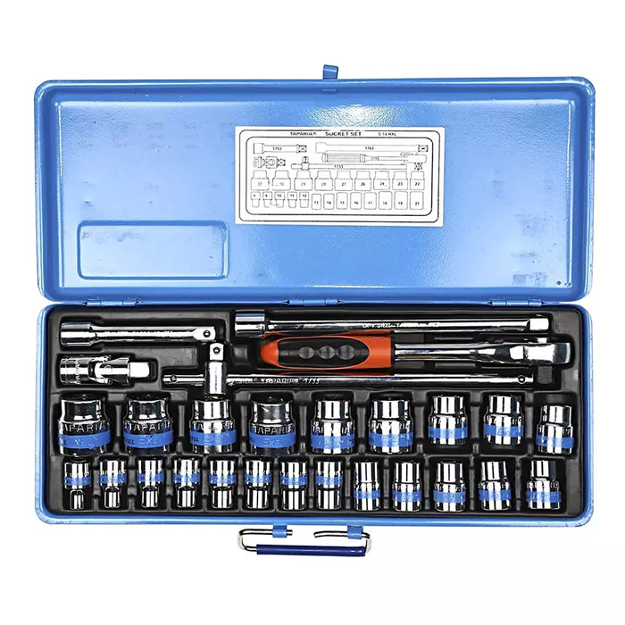 Taparia S-15MXL Bi-Hexagonal Socket Set 1/2 inch Square Drive, 19 Sockets + 5 Accessories