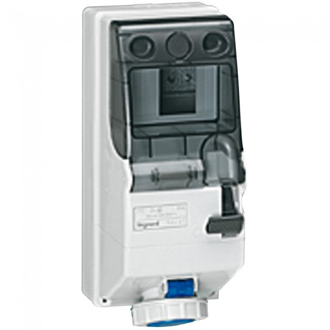 Legrand 056653 32 A 3P E 415 V IP 44 WITH INTERLOCKED SWITCHED SOCKETS AND SURFACE MOUNTING BOX
