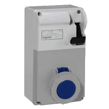 Legrand 56621 250V 16A 2P E IP55 WITH INTERLOCK SWT SOCKET & SURFACE MOUNT