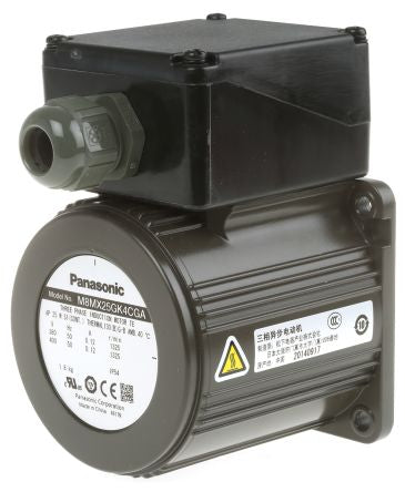 Panasonic 25 Watt 4Pole 80Sq.mm Three phase 400 V Ac 1325Rpm 0.56N.M 0.12A Pinion shaft Sealed connector 3 phase induction motor